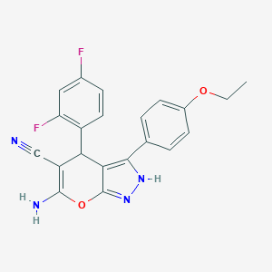 molecular formula C21H16F2N4O2 B215996 6-Amino-4-(2,4-difluorophenyl)-3-(4-ethoxyphenyl)-1,4-dihydropyrano[2,3-c]pyrazole-5-carbonitrile 