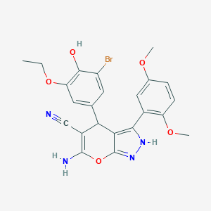 molecular formula C23H21BrN4O5 B215998 6-Amino-4-(3-bromo-5-ethoxy-4-hydroxyphenyl)-3-(2,5-dimethoxyphenyl)-1,4-dihydropyrano[2,3-c]pyrazole-5-carbonitrile 