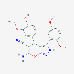 6-Amino-3-(2,5-dimethoxyphenyl)-4-(3-ethoxy-4-hydroxyphenyl)-1,4-dihydropyrano[2,3-c]pyrazole-5-carbonitrile