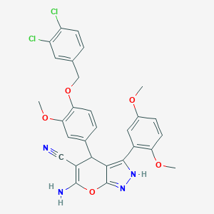molecular formula C29H24Cl2N4O5 B216001 6-Amino-4-{4-[(3,4-dichlorobenzyl)oxy]-3-methoxyphenyl}-3-(2,5-dimethoxyphenyl)-1,4-dihydropyrano[2,3-c]pyrazole-5-carbonitrile 