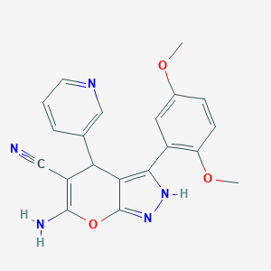molecular formula C20H17N5O3 B216002 6-Amino-3-(2,5-dimethoxyphenyl)-4-(3-pyridinyl)-1,4-dihydropyrano[2,3-c]pyrazole-5-carbonitrile 