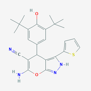 molecular formula C25H28N4O2S B216005 6-Amino-4-(3,5-ditert-butyl-4-hydroxyphenyl)-3-(2-thienyl)-1,4-dihydropyrano[2,3-c]pyrazole-5-carbonitrile 