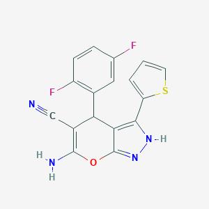 6-Amino-4-(2,5-difluorophenyl)-3-(2-thienyl)-1,4-dihydropyrano[2,3-c]pyrazole-5-carbonitrile