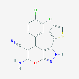 molecular formula C17H10Cl2N4OS B216007 6-Amino-4-(3,4-dichlorophenyl)-3-(2-thienyl)-1,4-dihydropyrano[2,3-c]pyrazole-5-carbonitrile 