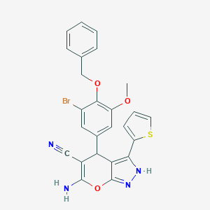 molecular formula C25H19BrN4O3S B216008 6-Amino-4-[4-(benzyloxy)-3-bromo-5-methoxyphenyl]-3-(2-thienyl)-1,4-dihydropyrano[2,3-c]pyrazole-5-carbonitrile 