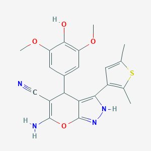 molecular formula C21H20N4O4S B216010 6-Amino-3-(2,5-dimethyl-3-thienyl)-4-(4-hydroxy-3,5-dimethoxyphenyl)-1,4-dihydropyrano[2,3-c]pyrazole-5-carbonitrile 
