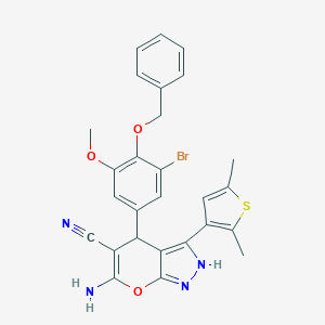 molecular formula C27H23BrN4O3S B216011 6-Amino-4-[4-(benzyloxy)-3-bromo-5-methoxyphenyl]-3-(2,5-dimethyl-3-thienyl)-1,4-dihydropyrano[2,3-c]pyrazole-5-carbonitrile 