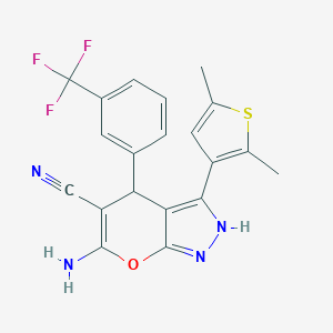 molecular formula C20H15F3N4OS B216014 6-Amino-3-(2,5-dimethyl-3-thienyl)-4-[3-(trifluoromethyl)phenyl]-1,4-dihydropyrano[2,3-c]pyrazole-5-carbonitrile 