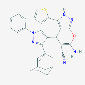 molecular formula C30H28N6OS B216019 4-[3-(1-adamantyl)-1-phenyl-1H-pyrazol-4-yl]-6-amino-3-(2-thienyl)-1,4-dihydropyrano[2,3-c]pyrazole-5-carbonitrile 