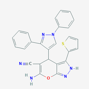 6-Amino-4-(1,3-diphenylpyrazol-4-yl)-3-thiophen-2-yl-2,4-dihydropyrano[2,3-c]pyrazole-5-carbonitrile