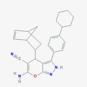 molecular formula C26H28N4O B216021 6-Amino-4-bicyclo[2.2.1]hept-5-en-2-yl-3-(4-cyclohexylphenyl)-1,4-dihydropyrano[2,3-c]pyrazole-5-carbonitrile 