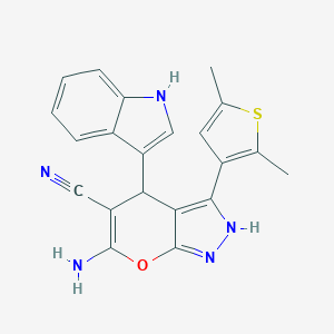 molecular formula C21H17N5OS B216024 6-amino-3-(2,5-dimethyl-3-thienyl)-4-(1H-indol-3-yl)-1,4-dihydropyrano[2,3-c]pyrazole-5-carbonitrile 