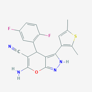 molecular formula C19H14F2N4OS B216027 6-Amino-4-(2,5-difluorophenyl)-3-(2,5-dimethyl-3-thienyl)-1,4-dihydropyrano[2,3-c]pyrazole-5-carbonitrile 
