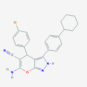 molecular formula C25H23BrN4O B216030 6-Amino-4-(4-bromophenyl)-3-(4-cyclohexylphenyl)-1,4-dihydropyrano[2,3-c]pyrazole-5-carbonitrile 