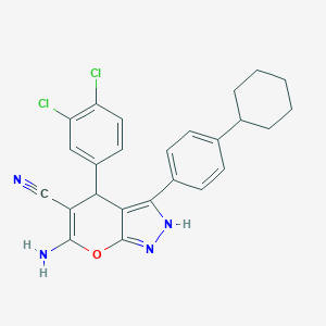 molecular formula C25H22Cl2N4O B216032 6-Amino-3-(4-cyclohexylphenyl)-4-(3,4-dichlorophenyl)-1,4-dihydropyrano[2,3-c]pyrazole-5-carbonitrile 