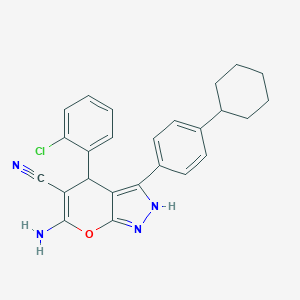 molecular formula C25H23ClN4O B216033 6-Amino-4-(2-chlorophenyl)-3-(4-cyclohexylphenyl)-1,4-dihydropyrano[2,3-c]pyrazole-5-carbonitrile 