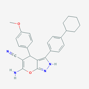 molecular formula C26H26N4O2 B216036 6-Amino-3-(4-cyclohexylphenyl)-4-(4-methoxyphenyl)-1,4-dihydropyrano[2,3-c]pyrazole-5-carbonitrile 