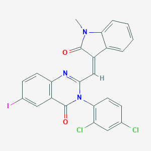molecular formula C24H14Cl2IN3O2 B216078 3-(2,4-dichlorophenyl)-6-iodo-2-[(1-methyl-2-oxo-1,2-dihydro-3H-indol-3-ylidene)methyl]-4(3H)-quinazolinone 