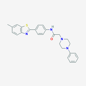 molecular formula C26H26N4OS B216093 N-[4-(6-methyl-1,3-benzothiazol-2-yl)phenyl]-2-(4-phenylpiperazin-1-yl)acetamide 