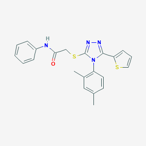 molecular formula C22H20N4OS2 B216102 2-{[4-(2,4-dimethylphenyl)-5-(2-thienyl)-4H-1,2,4-triazol-3-yl]sulfanyl}-N-phenylacetamide 