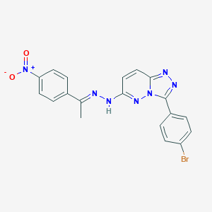 molecular formula C19H14BrN7O2 B216134 1-{4-Nitrophenyl}ethanone [3-(4-bromophenyl)[1,2,4]triazolo[4,3-b]pyridazin-6-yl]hydrazone 