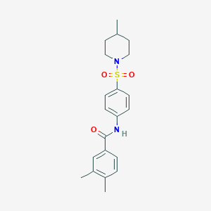 molecular formula C21H26N2O3S B216195 3,4-dimethyl-N-{4-[(4-methylpiperidin-1-yl)sulfonyl]phenyl}benzamide 