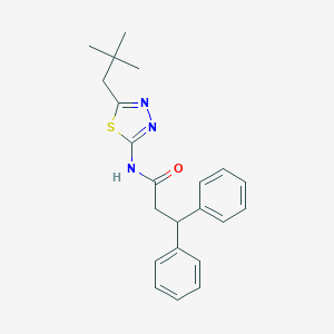 molecular formula C22H25N3OS B216208 N-[5-(2,2-dimethylpropyl)-1,3,4-thiadiazol-2-yl]-3,3-diphenylpropanamide 