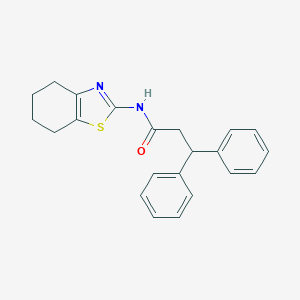 molecular formula C22H22N2OS B216211 3,3-diphenyl-N-(4,5,6,7-tetrahydro-1,3-benzothiazol-2-yl)propanamide 