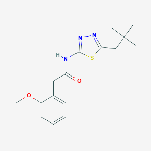 molecular formula C16H21N3O2S B216212 N-[5-(2,2-dimethylpropyl)-1,3,4-thiadiazol-2-yl]-2-(2-methoxyphenyl)acetamide 