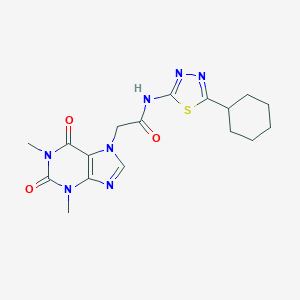 molecular formula C17H21N7O3S B216227 N-(5-cyclohexyl-1,3,4-thiadiazol-2-yl)-2-(1,3-dimethyl-2,6-dioxo-1,2,3,6-tetrahydro-7H-purin-7-yl)acetamide 