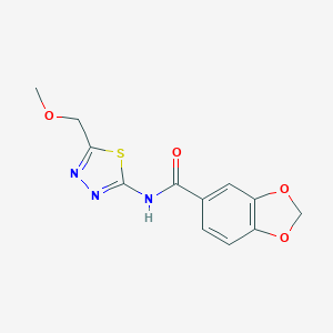 molecular formula C12H11N3O4S B216230 N-[5-(methoxymethyl)-1,3,4-thiadiazol-2-yl]-1,3-benzodioxole-5-carboxamide 