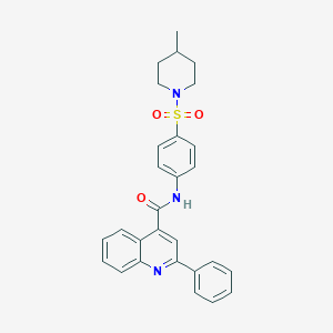 molecular formula C28H27N3O3S B216231 N-{4-[(4-methylpiperidino)sulfonyl]phenyl}-2-phenyl-4-quinolinecarboxamide 