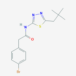 molecular formula C15H18BrN3OS B216245 2-(4-bromophenyl)-N-[5-(2,2-dimethylpropyl)-1,3,4-thiadiazol-2-yl]acetamide 