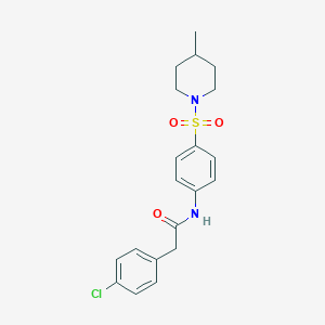 molecular formula C20H23ClN2O3S B216247 2-(4-chlorophenyl)-N-{4-[(4-methylpiperidin-1-yl)sulfonyl]phenyl}acetamide 