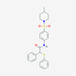 N-{4-[(4-methylpiperidino)sulfonyl]phenyl}-2-phenyl-2-(phenylsulfanyl)acetamide