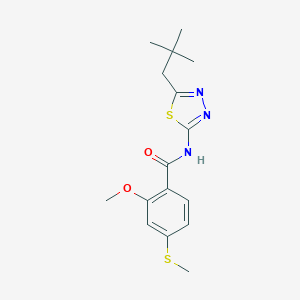 molecular formula C16H21N3O2S2 B216258 2-methoxy-4-(methylsulfanyl)-N-(5-neopentyl-1,3,4-thiadiazol-2-yl)benzamide 