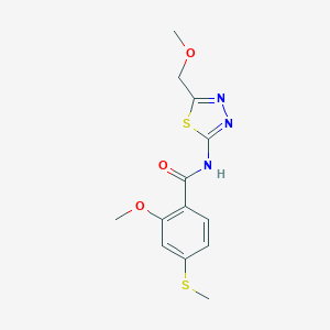 molecular formula C13H15N3O3S2 B216259 2-methoxy-N-[5-(methoxymethyl)-1,3,4-thiadiazol-2-yl]-4-(methylsulfanyl)benzamide 