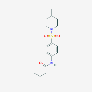molecular formula C17H26N2O3S B216260 3-methyl-N-{4-[(4-methylpiperidin-1-yl)sulfonyl]phenyl}butanamide 