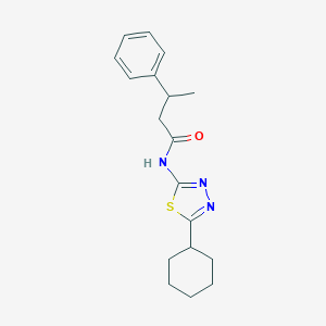 molecular formula C18H23N3OS B216283 N-(5-cyclohexyl-1,3,4-thiadiazol-2-yl)-3-phenylbutanamide 