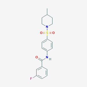 molecular formula C19H21FN2O3S B216287 3-fluoro-N~1~-{4-[(4-methylpiperidino)sulfonyl]phenyl}benzamide 
