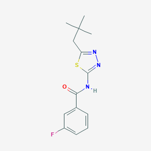 molecular formula C14H16FN3OS B216288 N-[5-(2,2-dimethylpropyl)-1,3,4-thiadiazol-2-yl]-3-fluorobenzamide 