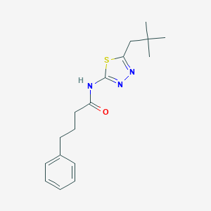 molecular formula C17H23N3OS B216290 N-[5-(2,2-dimethylpropyl)-1,3,4-thiadiazol-2-yl]-4-phenylbutanamide 