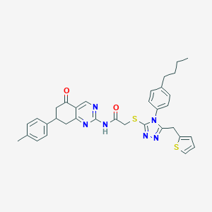 molecular formula C34H34N6O2S2 B216297 2-{[4-(4-butylphenyl)-5-(thien-2-ylmethyl)-4H-1,2,4-triazol-3-yl]sulfanyl}-N-[7-(4-methylphenyl)-5-oxo-5,6,7,8-tetrahydroquinazolin-2-yl]acetamide 