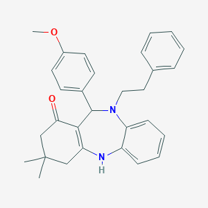 molecular formula C30H32N2O2 B216299 11-(4-methoxyphenyl)-3,3-dimethyl-10-(2-phenylethyl)-2,3,4,5,10,11-hexahydro-1H-dibenzo[b,e][1,4]diazepin-1-one 