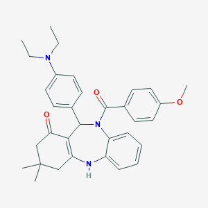 molecular formula C33H37N3O3 B216302 11-[4-(diethylamino)phenyl]-10-(4-methoxybenzoyl)-3,3-dimethyl-2,3,4,5,10,11-hexahydro-1H-dibenzo[b,e][1,4]diazepin-1-one 