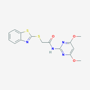 molecular formula C15H14N4O3S2 B216318 2-(1,3-benzothiazol-2-ylsulfanyl)-N-(4,6-dimethoxypyrimidin-2-yl)acetamide 