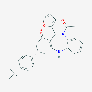 10-acetyl-3-(4-tert-butylphenyl)-11-(2-furyl)-2,3,4,5,10,11-hexahydro-1H-dibenzo[b,e][1,4]diazepin-1-one
