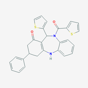 molecular formula C28H22N2O2S2 B216327 3-phenyl-11-(2-thienyl)-10-(2-thienylcarbonyl)-2,3,4,5,10,11-hexahydro-1H-dibenzo[b,e][1,4]diazepin-1-one 