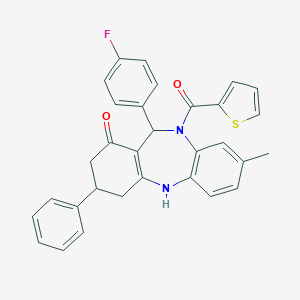 11-(4-fluorophenyl)-8-methyl-3-phenyl-10-(thien-2-ylcarbonyl)-2,3,4,5,10,11-hexahydro-1H-dibenzo[b,e][1,4]diazepin-1-one