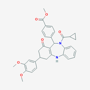 molecular formula C33H32N2O6 B216336 methyl 4-[10-(cyclopropylcarbonyl)-3-(3,4-dimethoxyphenyl)-1-oxo-2,3,4,5,10,11-hexahydro-1H-dibenzo[b,e][1,4]diazepin-11-yl]benzoate 